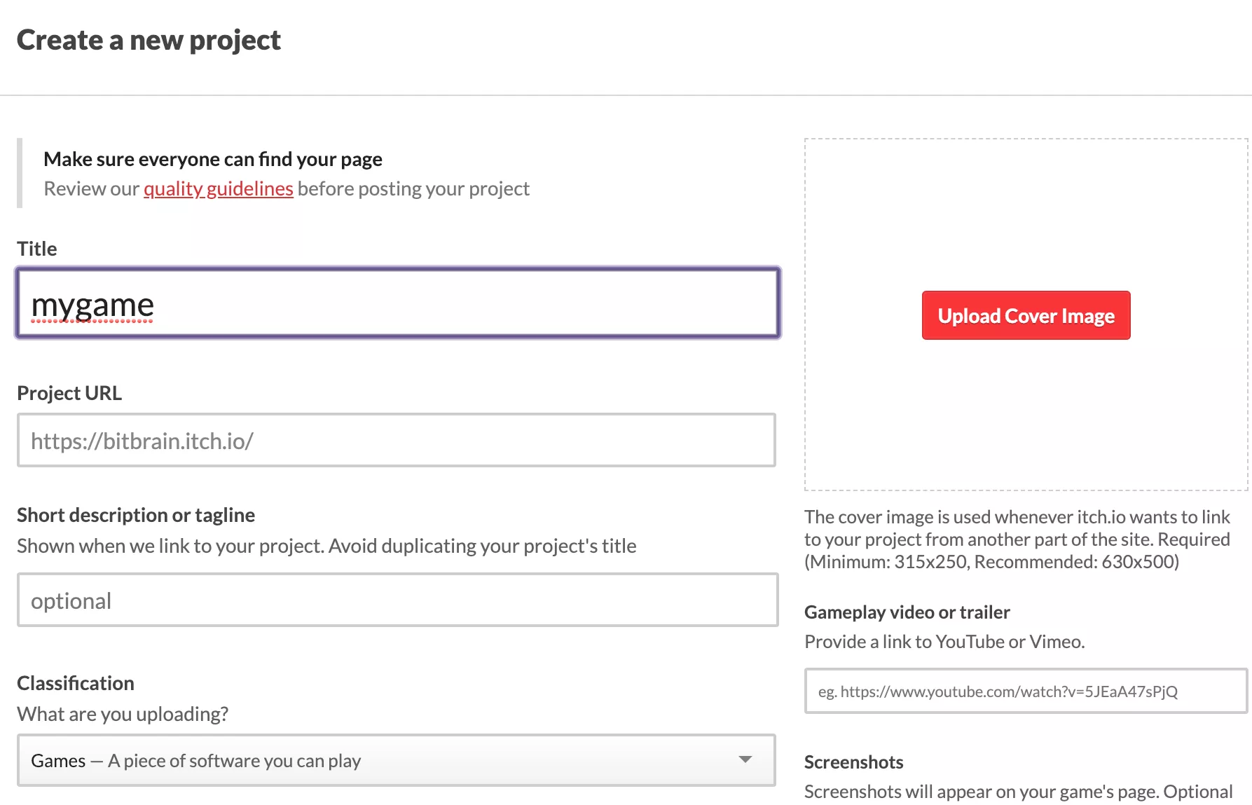 create-new-game-project